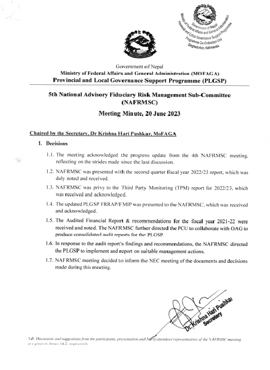 Cover page of Signed 5th NAFRMSC Meeting Minute- 20 June2023.pdf