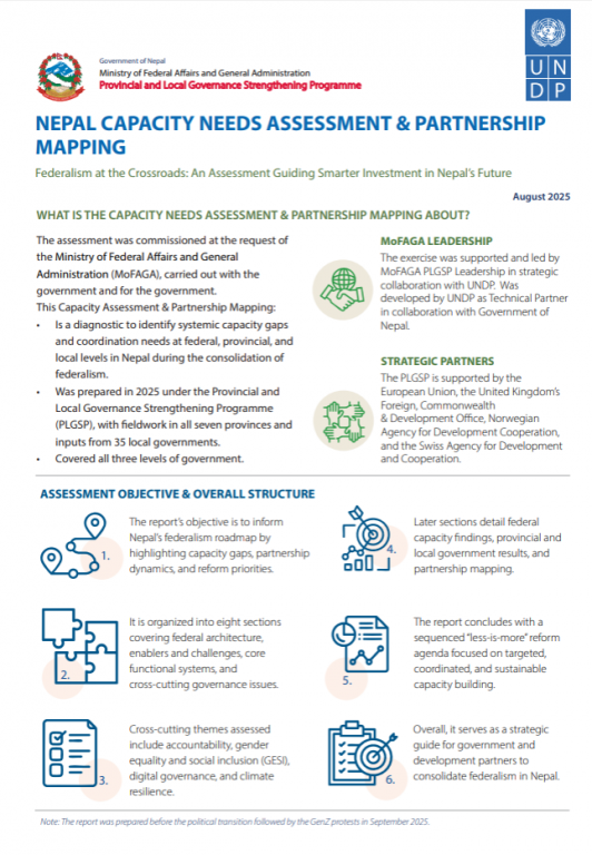 cover page for Capacity Assessment Report (Brief Report)